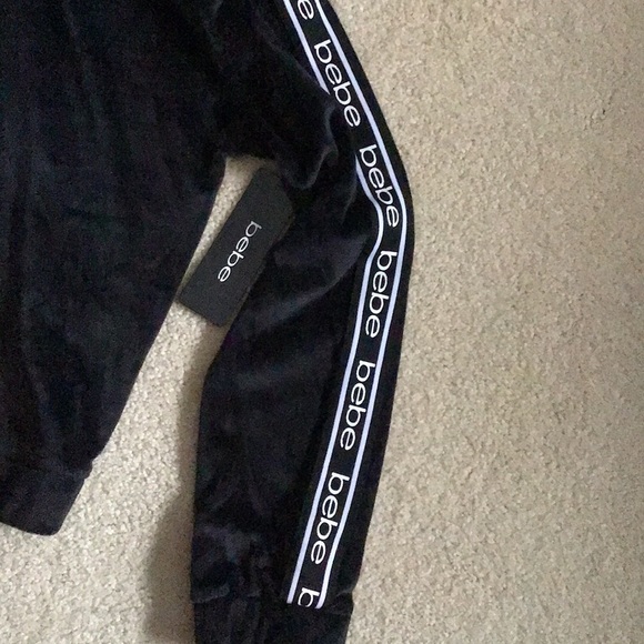 SOLD - Bebe Black Velour Hoodie - Medium - Picture 11 of 14